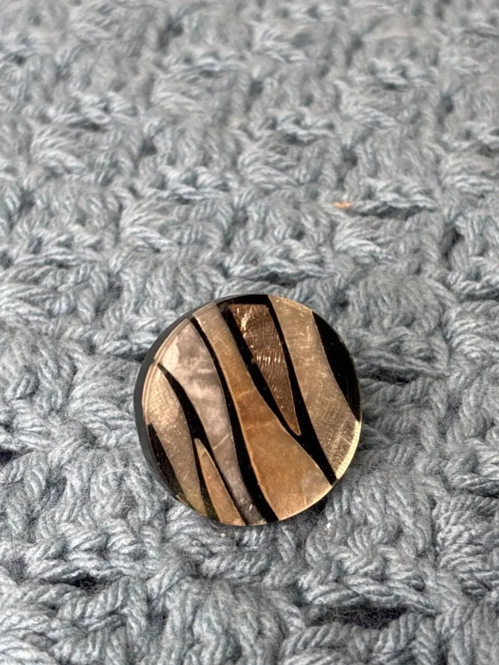 Round Plastic Statement Ring Adjustable Abstract Neutral